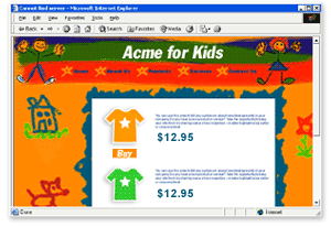 Screenshot of the White Baby Star T-shirt item page on the Acme for Kids web site