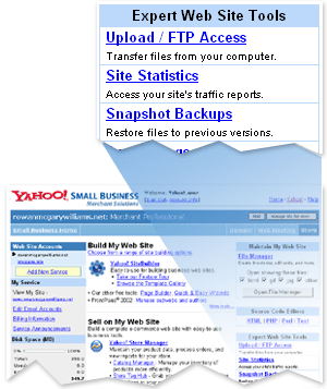 Screenshot of Web Hosting Console and Upload/FTP Access link