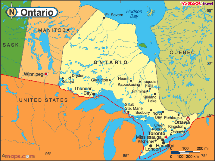 a map of ontario canada. A map of Ontario, Canada
