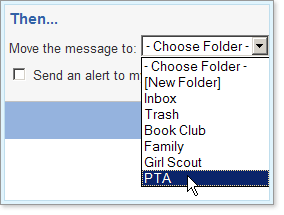 Choose the destination folder from the Move the message pull-down list.