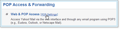 On the "Pop Access and Forwarding" page, click "POP settings" in the "Web & POP Access" section.