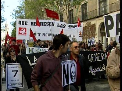Manifestació a Sevilla per la retirada de les tropes de l'Afganistan